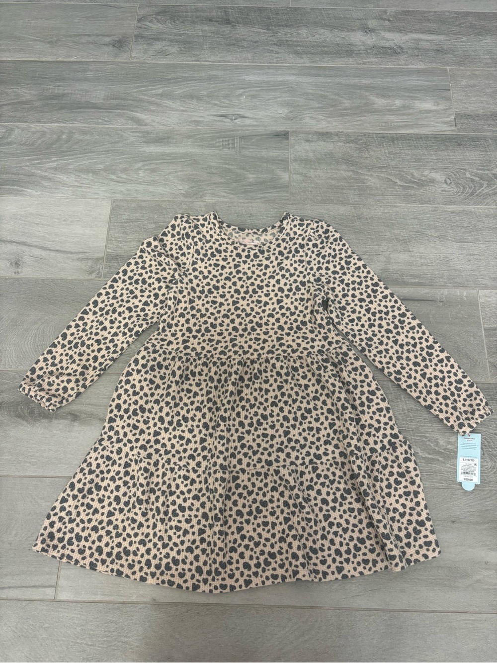 Cat and Jack Tan and Black Leopard Print Long Sleeve Dress